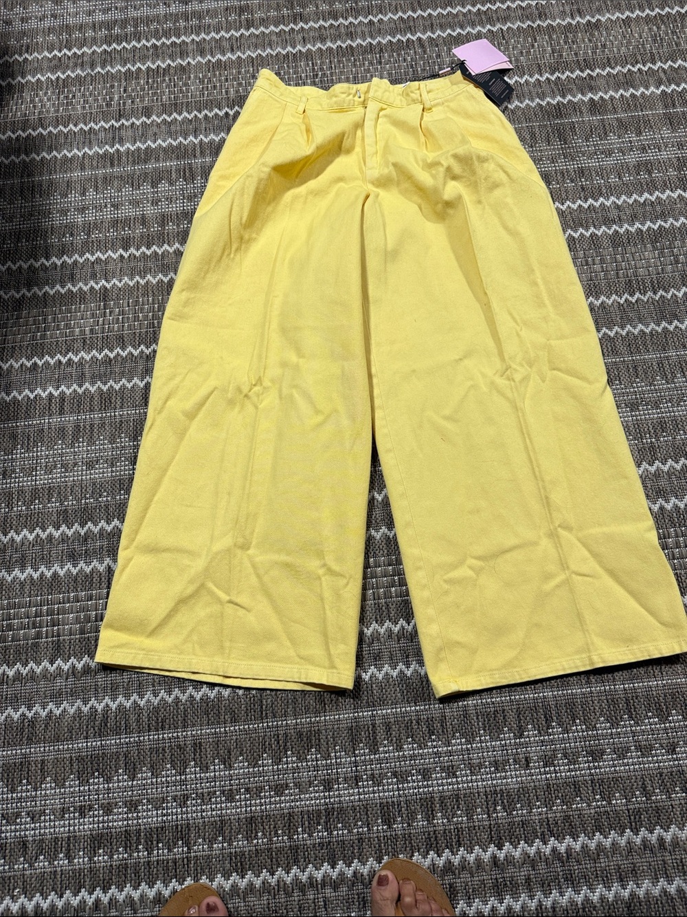 Avec Les Filles Yellow Wide-Leg Casual Jeans
